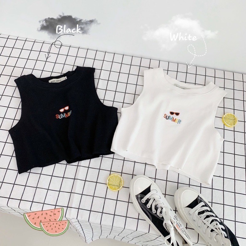 [Giảm Giá] Áo Croptop Thêu SUMMER Ulzzang (Có Video ,Ảnh Thật) cho bạn sự trẻ trung, cá tính.{Shop Lee Khánh Store}