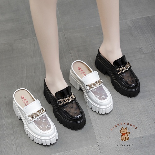 Giày Sục Nữ Da Vi Sợi Đế Dày 8Cm Mã A127
