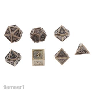 [Flameer1] 2 Bộ 7 Xúc xắc kim loại đa diện cho các trò chơi RPG