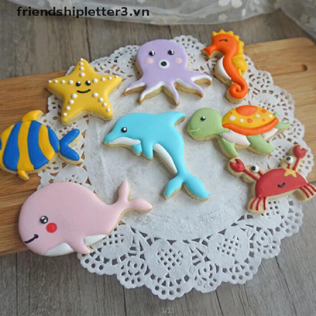 Bộ 8 Khuôn Cắt Bánh Quy Hình Bãi Biển / Cá Dễ Thương