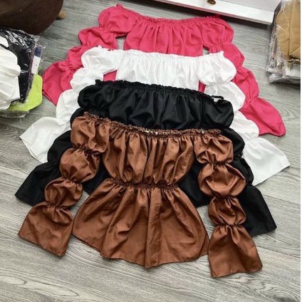 Áo bẹt vai tay bo eo siêu hot(kate nhật dầy đẹp) New