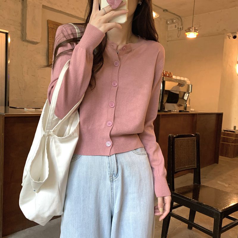 Áo cardigan trơn nhiều màu phong cách basic