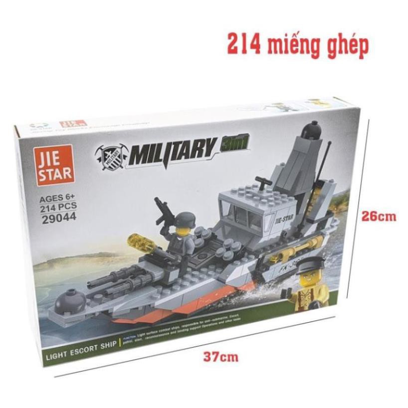 [Khai trương giảm giá] Bộ lắp ráp tàu chiến quân đội 214 miếng - Lego lắp ráp chiến tranh thế giới thứ 2