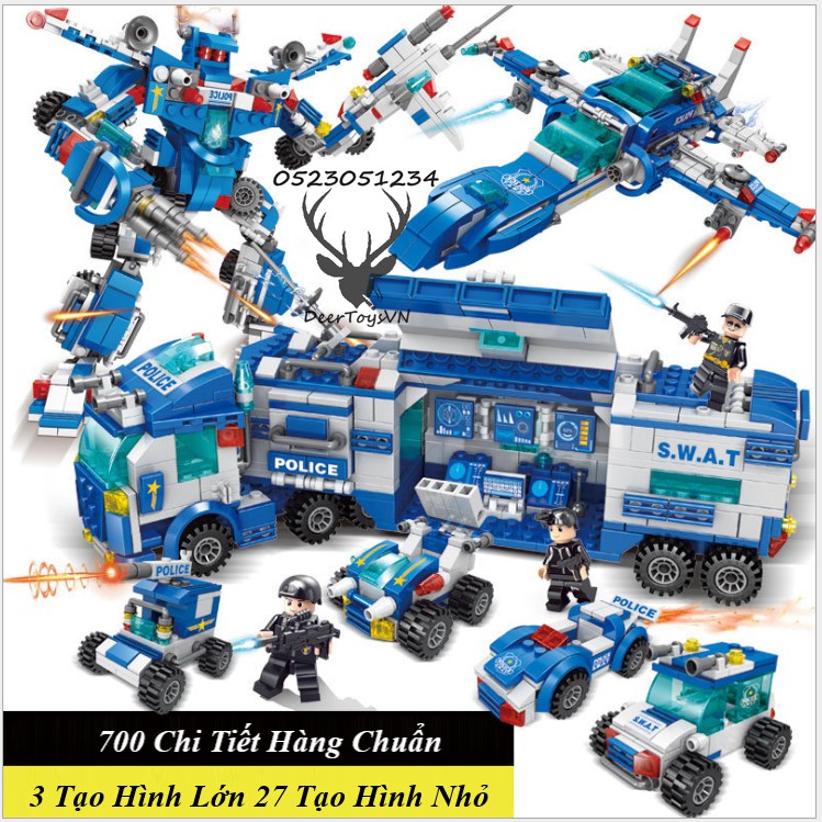 [700 CT-TÚI BÓNG] BỘ ĐỒ CHƠI XẾP HÌNH LEGO CẢNH SÁT, LEGO OTO, LEGO ROBOT, LEGO THUYỀN, LEGO TRỰC THĂNG, LEGO XE SWAT