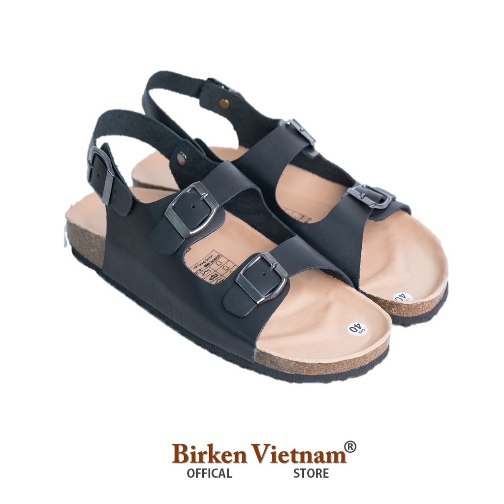 [ Lót Chống Nước ] DK02 - Sandal Birken Đế Trấu, Dép Da Bò Unisex Nam và Nữ Thiết Kế Hai Quai Ngang Bioline