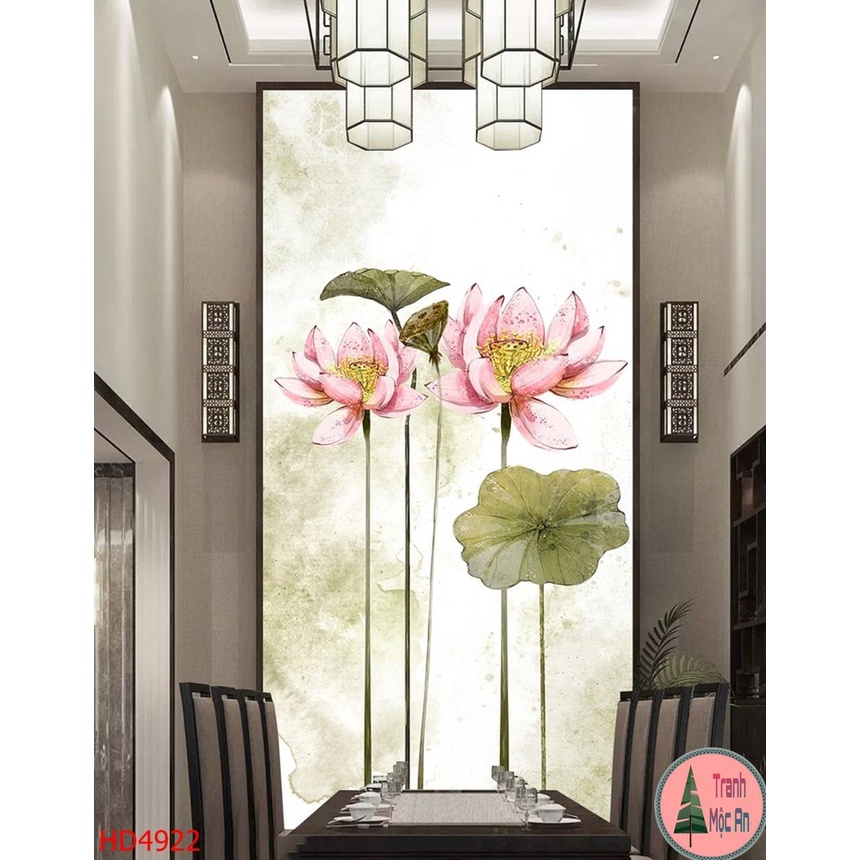 Size lớn  tranh đơn HOA SEN ĐẸP RƯỚC LỘC VÀO NHÀ cao cấp Treo Tường Tráng gương trang trí phòng khách