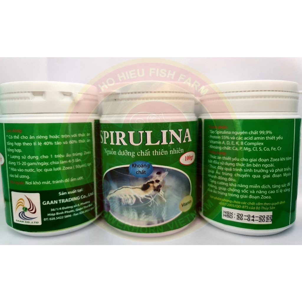 Tảo Xanh SPIRULINA Bổ Sung Vitamin-Khoáng Chất Tăng Sức Đề Kháng-Bột Trộn Thức Ăn Cho Cá Cảnh Hộp Nguyên 100Gr