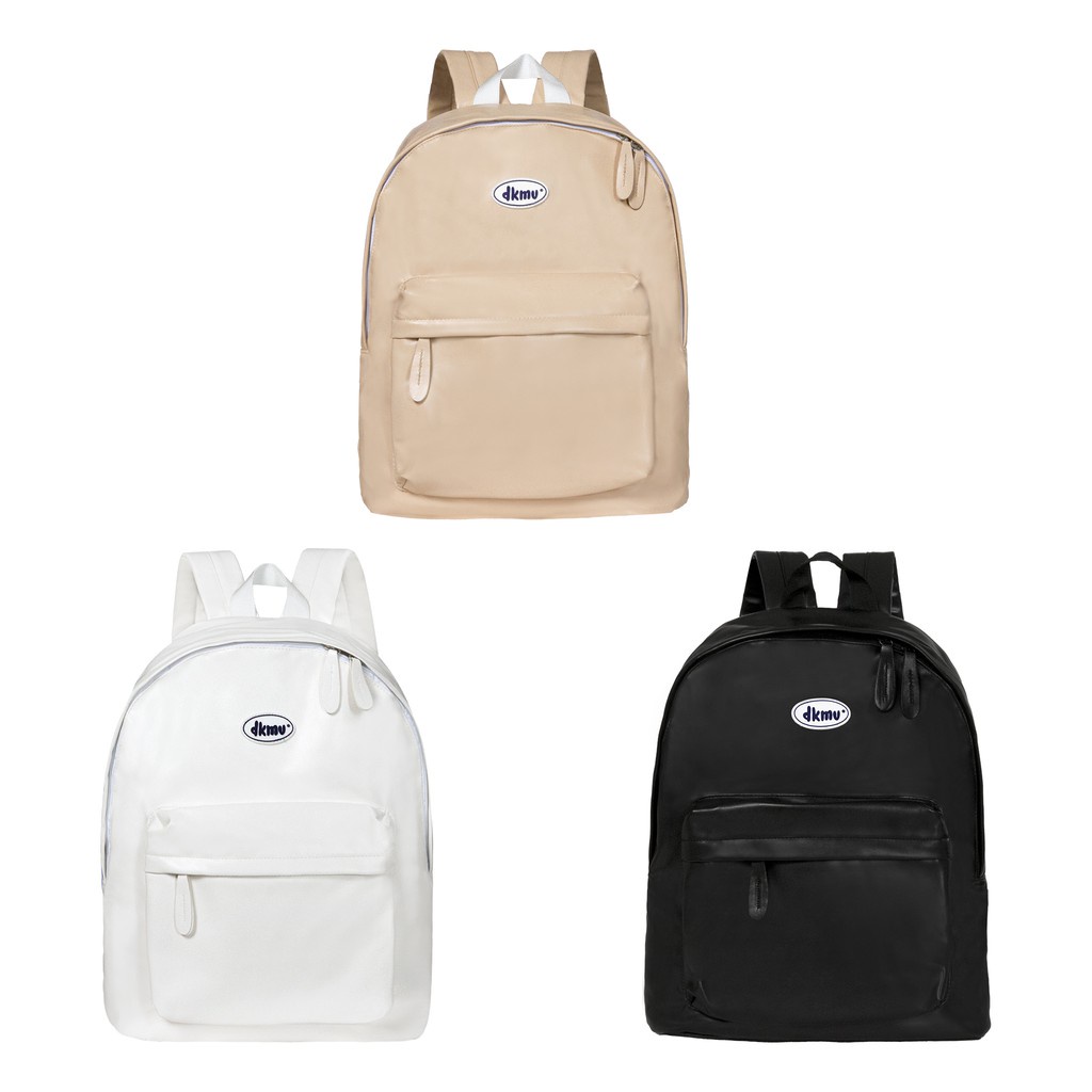 Balo da nữ đi học giá rẻ Don't Kill My Vibe trắng - đen - kem | Basic Leather Backpack - Hàng mới về