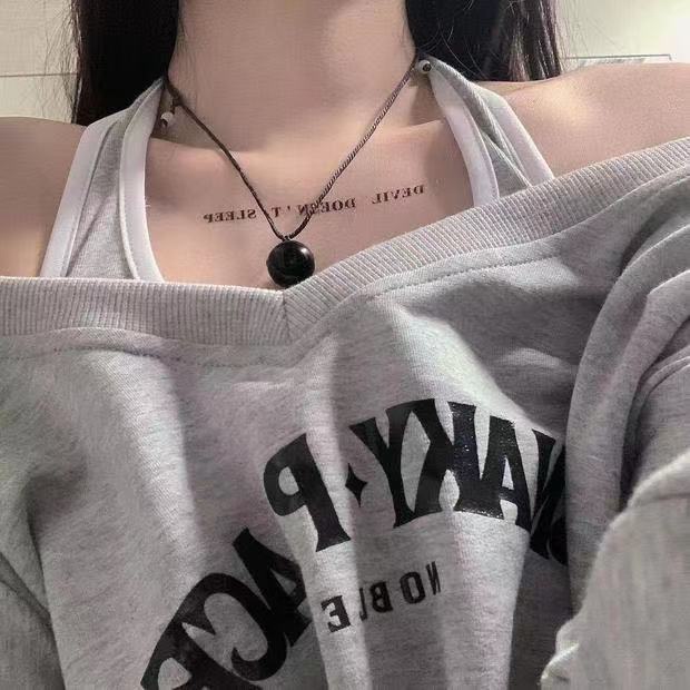 COZOK One set Áo Len Tay Dài Trễ Vai + Áo vest Tông Cộc Tay Cổ Cao Thời Trang Cho Nữ