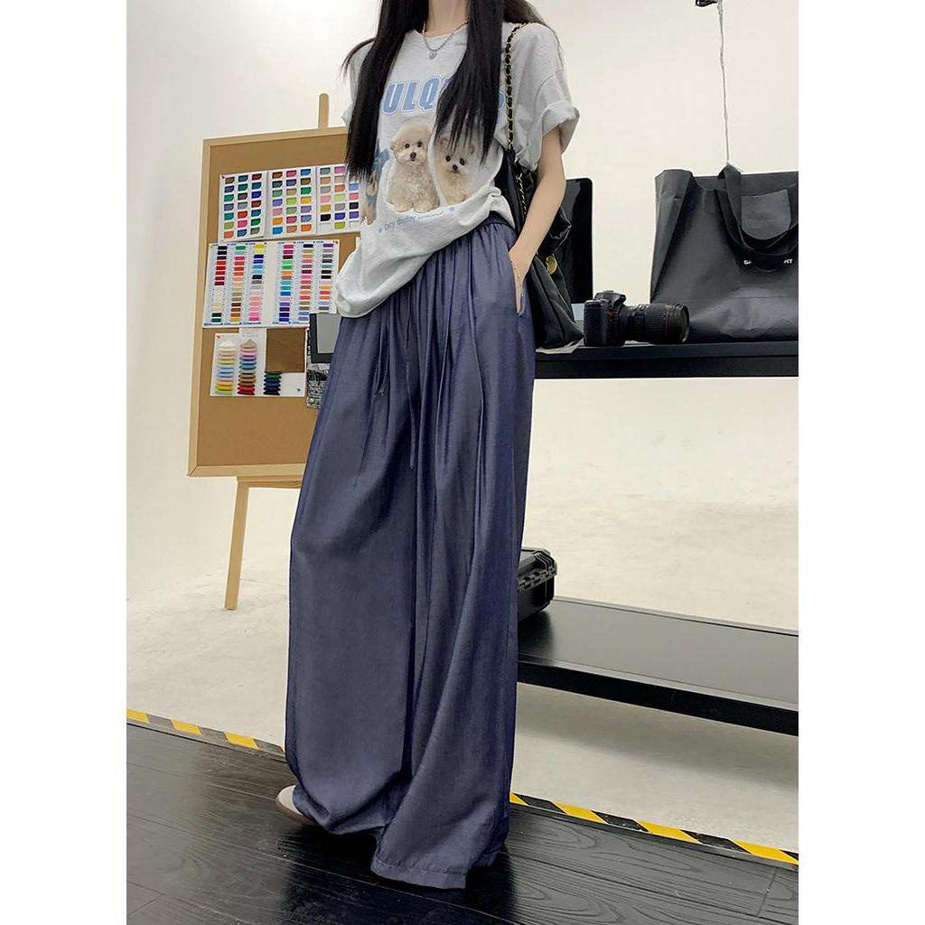 Quần Ống Rộng Lưng Cao Phong Cách Retro Mùa Hè Kiểu Mới 63922