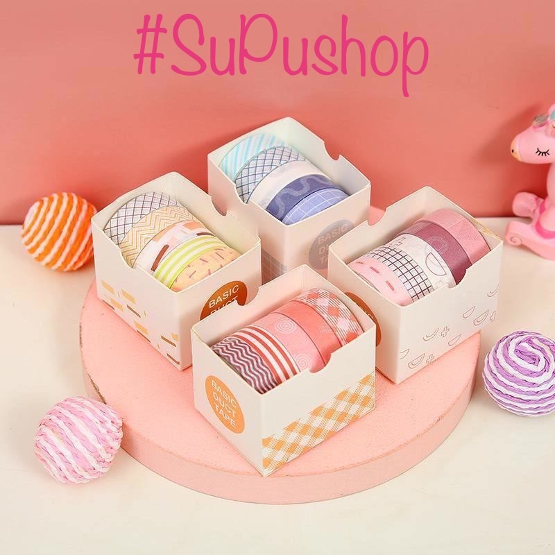 HỘP WASHI 5 CUỘN NHIỀU CHỦ ĐỀ NHIỀU MÀU SẮC XINH IU