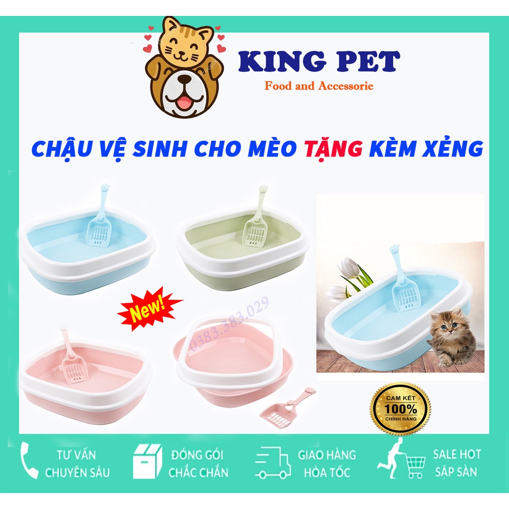 Chậu  Đựng Cát Vệ Sinh Cho Mèo_Khay Cát Vệ Sinh cho MèoTặng kèm xẻng xúc cát