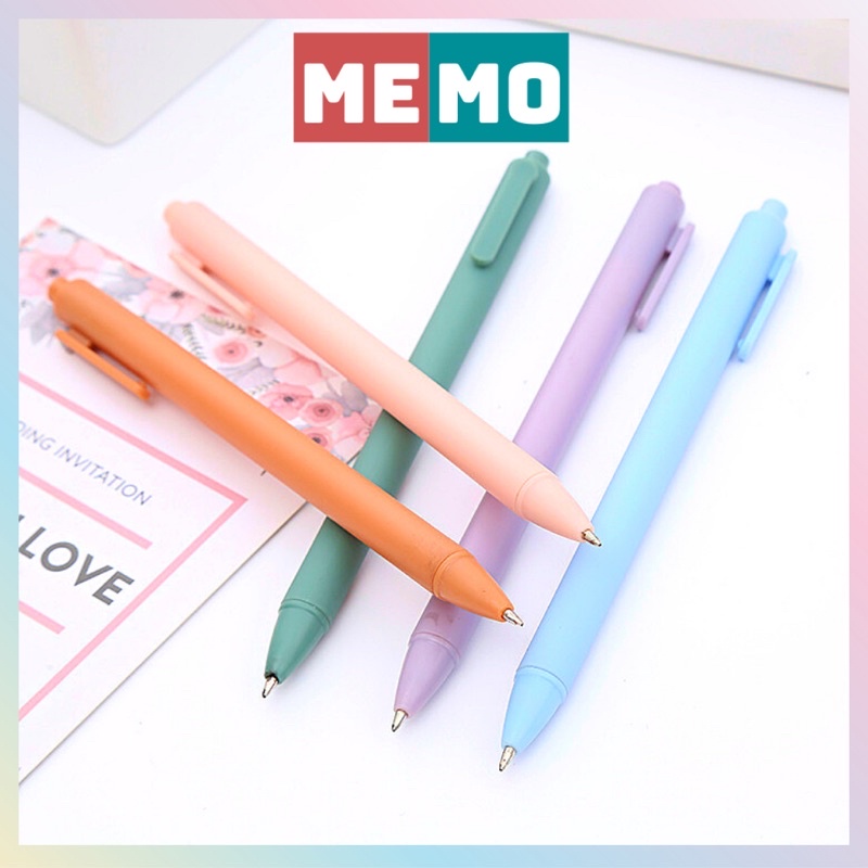 Bút bi gel mực đen vỏ màu macaron đầu 0,05mm MEMO