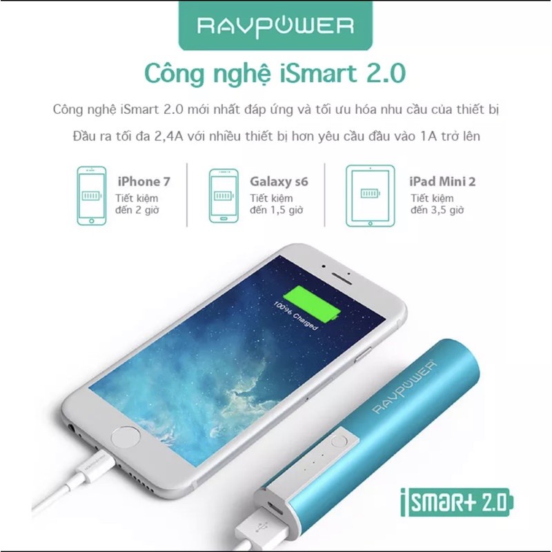 Pin Sạc Dự Phòng Ravpower Nhỏ Gọn 3350mAh RP-BP33 ( giao màu ngẫu nhiên)