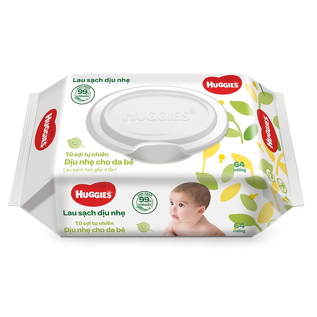 1 Gói Khăn Ướt Dịu Nhẹ Cho Trẻ Sơ Sinh Huggies (64 Tờ) không mùi