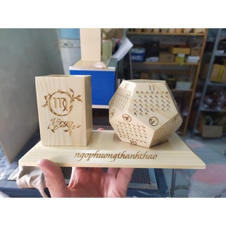 Lịch gỗ nguyên khối 12 mặt 2024, Khắc Logo Tên Làm Quà Tặng Đối Tác, Khách Hàng, Bạn Bè, Chúc Tết Ý Nghĩa