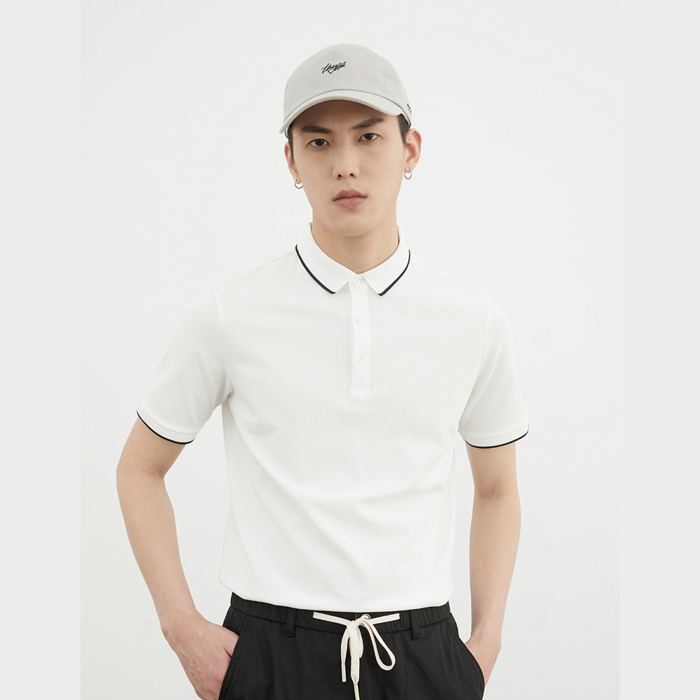 Áo POLO nam màu trắng vải cá sấu Cotton xuất xịn phối viền trắng chuẩn form trẻ trung, thanh lịch - Trady Fashion
