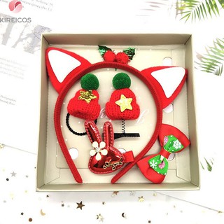Hộp quà 5 kẹp tóc cột tóc Noel cao cấp cute dễ thương