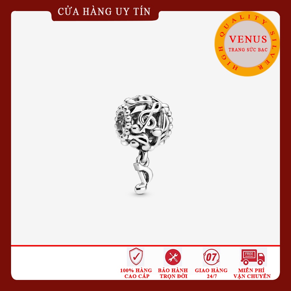 [Charm bạc 925 cao cấp] Charm bạc hình cầu họa tiết nốt nhạc- Mã sản phẩm VENUSCNN