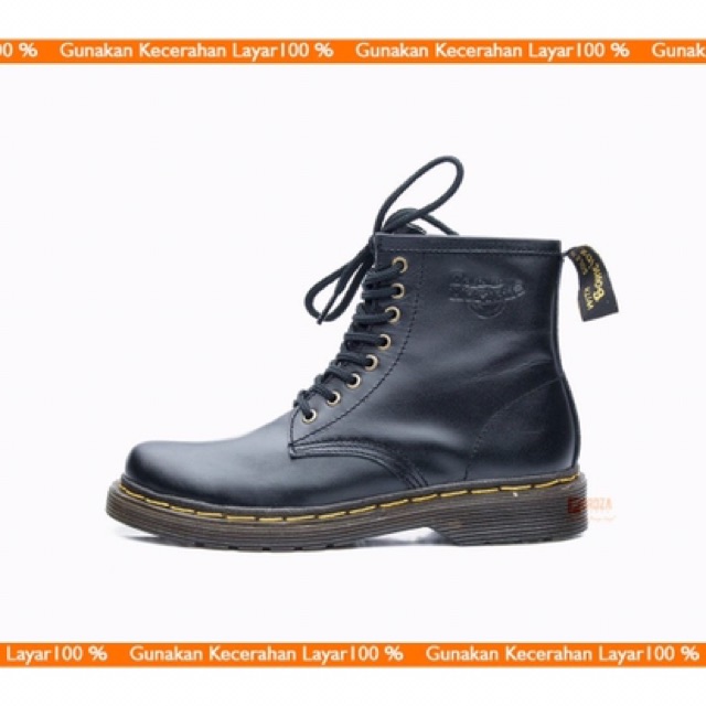 DR MARTENS Giày bốt da thật thiết kế trẻ trung hợp thời trang cho nam Giày Martens màu đen cá tính 1080