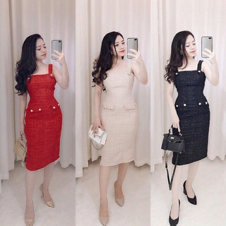 Đầm body thiết kế 2 dây nút