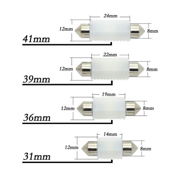 Festoon (Ceramic 2smd3030) bóng đèn led trần ô tô 31mm 36mm 39mm 41mm