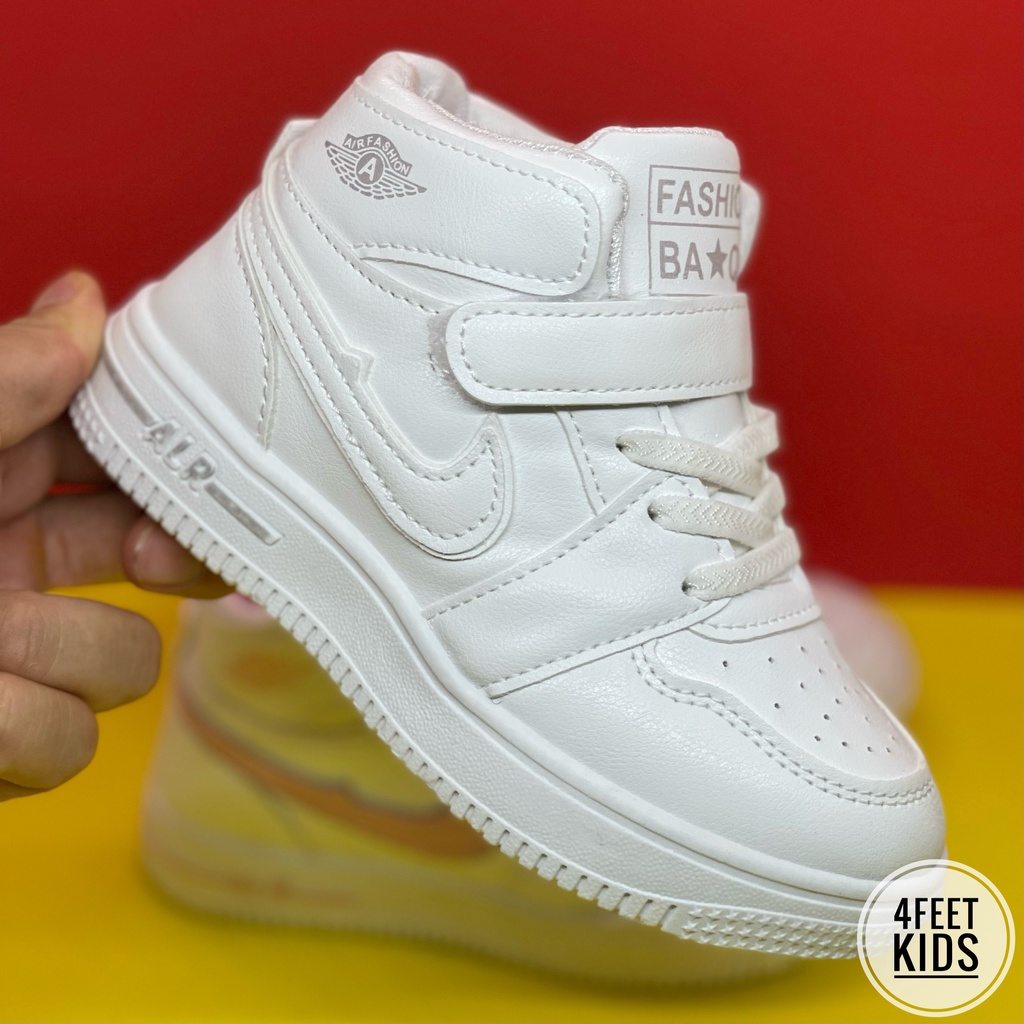 SneakerJ2 x White  cho bé trai bé gái từ 5-12 tuổi, mẫu sneaker cao cổ Siêu Xinh Giá Rẻ Bất Ngờ