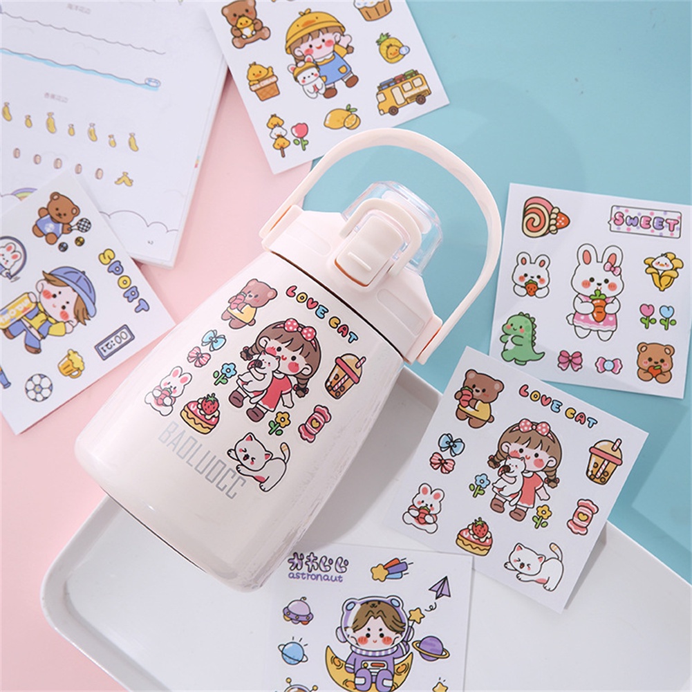 Dễ thương Phim Hoạt Hình 3D Stickers đối với TỰ LÀM chai và điện thoại di động điện thoại dán cốc nước trong suốt PVC nhãn dán