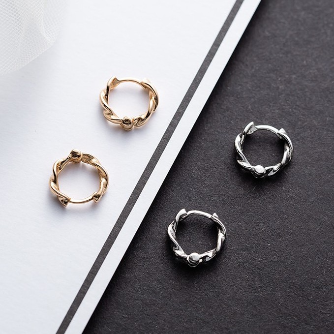 Khuyên tai nữ đẹp mạ bạc 925 bông tai cao cấp chính hãng hàn quốc sang trọng không gỉ CINLA KT004