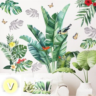 Decal dán tường Vườn lá xanh