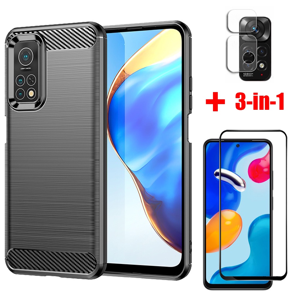 Ốp Điện Thoại Kính Cường Lực + Miếng Dán Cường Lực 3 Trong 1 Cho Xiaomi Redmi Note 11 Pro 11s 5G