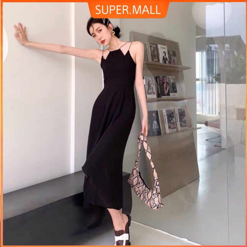 Váy đen trơn hai dây quyến rũ