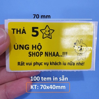 100 Tem Decal Vàng Dán Tăng 5 Sao Về Shop 70x40mm