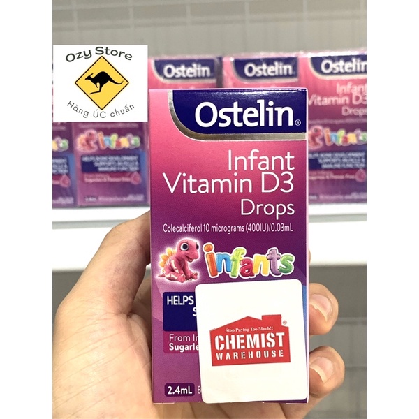 Vitamin D3 dạng nhỏ giọt dành cho bé từ sơ sinh Ostelin Infant Vitamin D3 drops 2.4ml