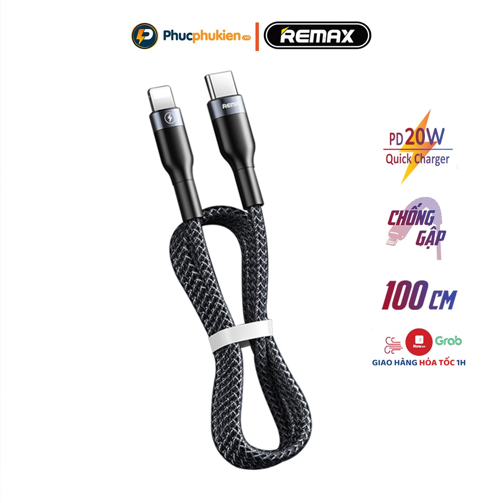 Dây sạc nhanh 20w chính hãng Remax 009 sạc nhanh 20w chuẩn PD cho 8 Plus đến 14 Pro max Phúc Phụ Kiện Remax
