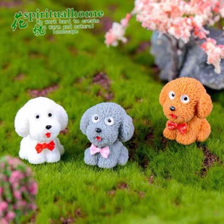 Tiểu cảnh một chú chó con Teddy terrarium cực cute trang trí sen đá