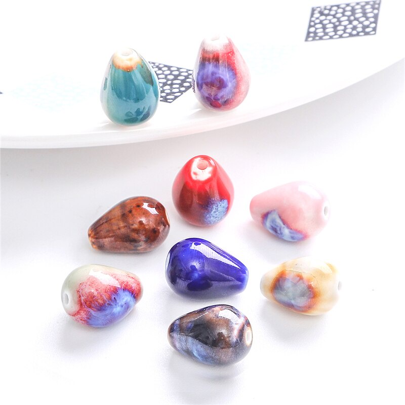 Bộ 5 hạt sứ thiết kế hình giọt nước 15x11m tự làm trang sức tiện dụng