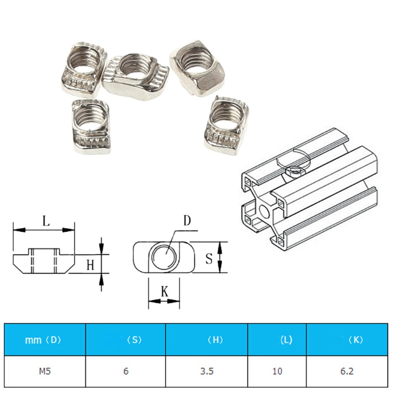 Set 50 Phụ Kiện Đầu Nối Chữ T M5 Cho Máy In 2020 Profile