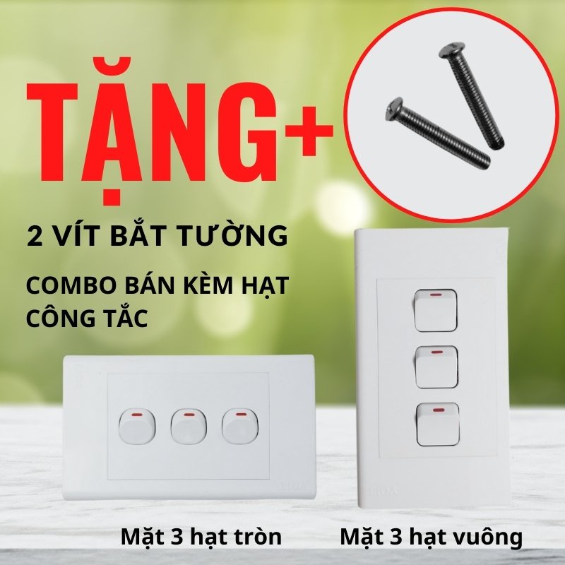Mặt công tắc ổ cắm âm tường mặt nạ lắp 3 hạt công tắc lioa