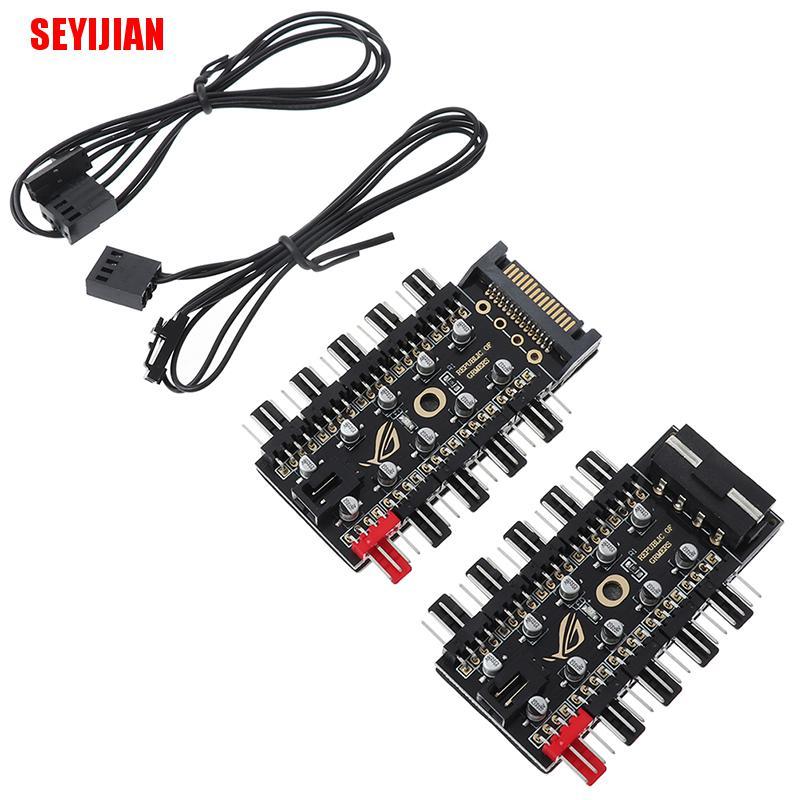 (SEY) Pwm Fan Hub 10 Sata Molex Cooler Cooling Fan Splitter Speed Controller Adapter