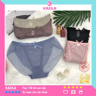 Quần lót ren nữ freesize hoạ tiết dễ thương, quần lót ren sexy siêu mỏng thắt nơ thoáng khí Kazila QLR10