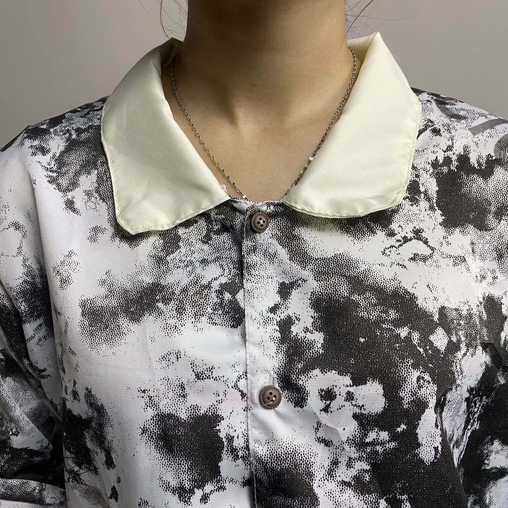 Bộ đồ ngủ hoa văn siêu đẹp tay dài quần dài cổ bèo, pijama chất kate giặt không phai, không nhàu (ảnh shop chụp) | BigBuy360 - bigbuy360.vn