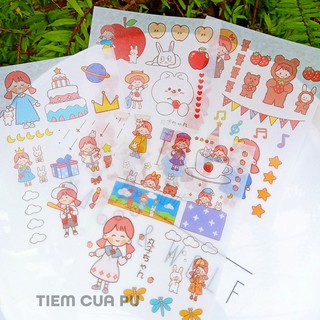 Set 4 miếng sticker trong suốt cute