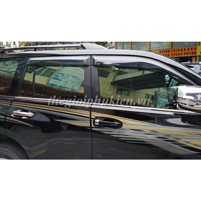Bộ vè che mưa 4 chi tiết dành cho xe Toyota Land Cruiser Prado 2012-2018 - viền Inox cao cấp