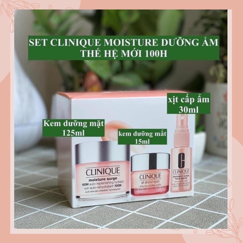 Set Clinique dưỡng ẩm thế hệ mới Moisture surge 100H