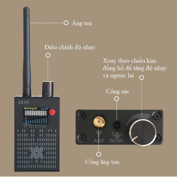 Máy phát hiện định vị, máy nghe nén G318 ( Dò sóng siêu nhạy )