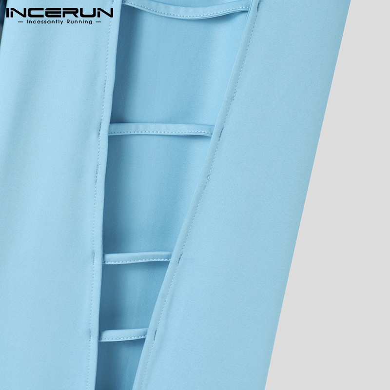 Quần dài INCERUN màu trơn lưng thun thiết kế 3 màu sắc phong cách cá tính thời trang cho nam