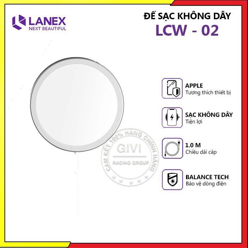 Đế sạc nhanh Lanex LCW - 02 không dây 15W Type-C, dài 1.0m -Dành cho Iphone 12, 12 Pro, 12 Pro Max