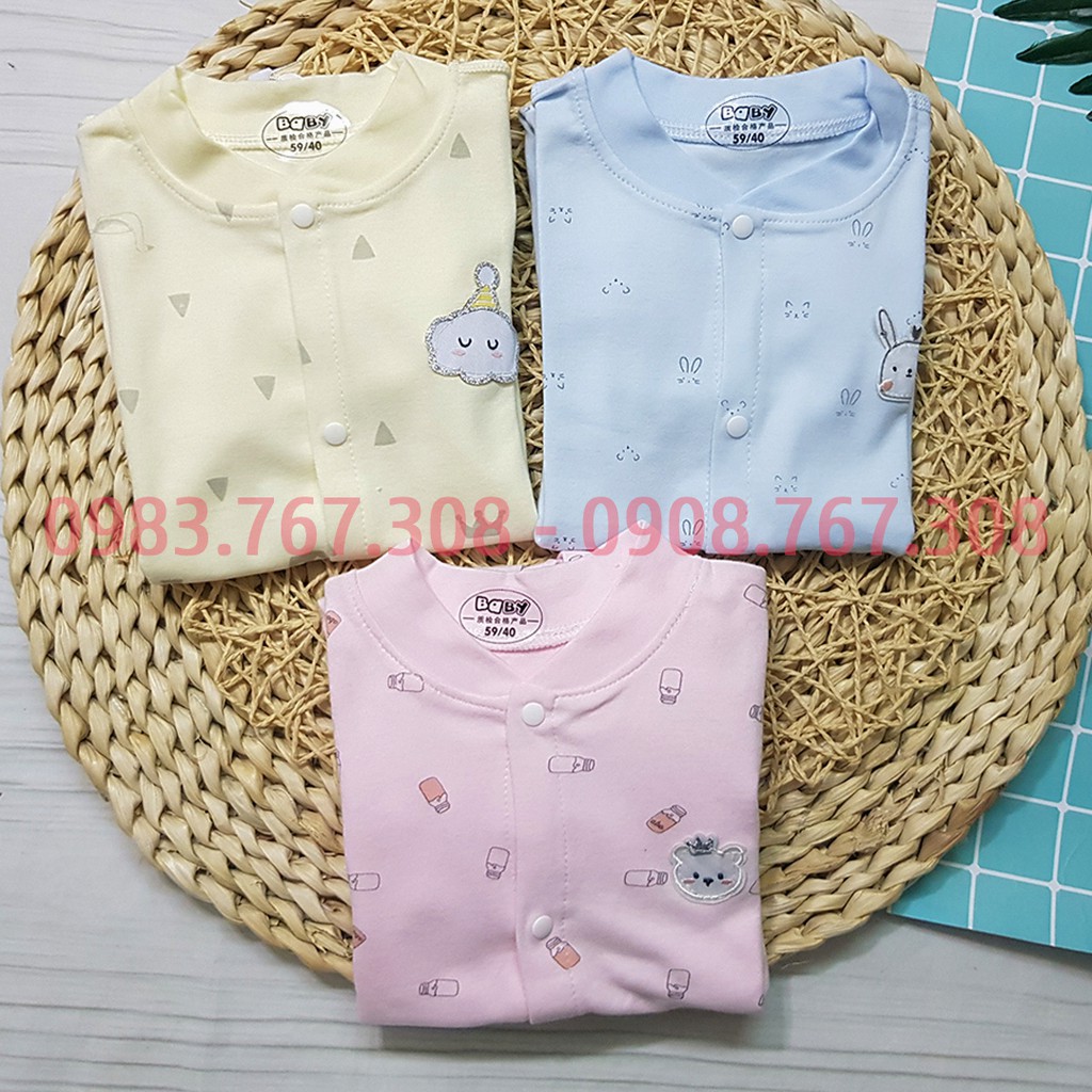 Body Dài Tay Nỉ Cotton Mềm Mại Cho Bé Cúc Cài Giữa (Ảnh Thật) Cho Mùa Thu Đông