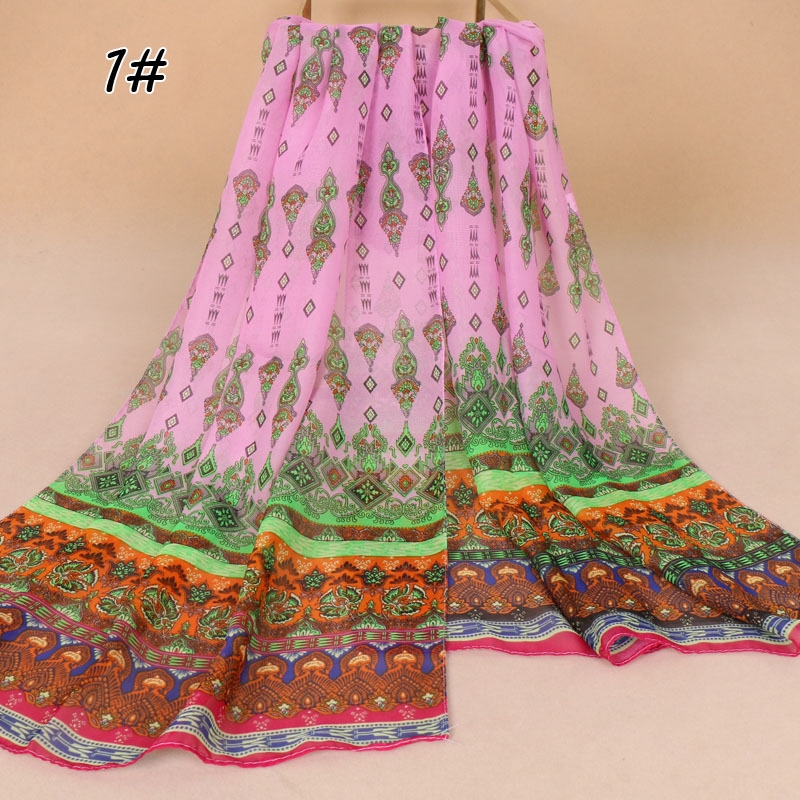 Khăn Choàng Lụa Chiffon Mỏng Thoáng Khí Phong Cách Ấn Độ Mới